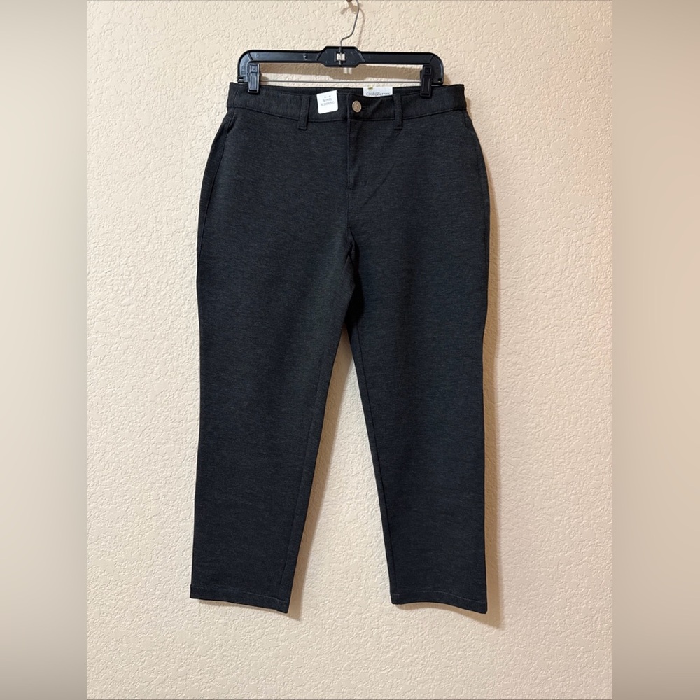 NWT Croft & Barrow Effortless Ponte Knit Stretch Pants Slimming Gray Sz 12P